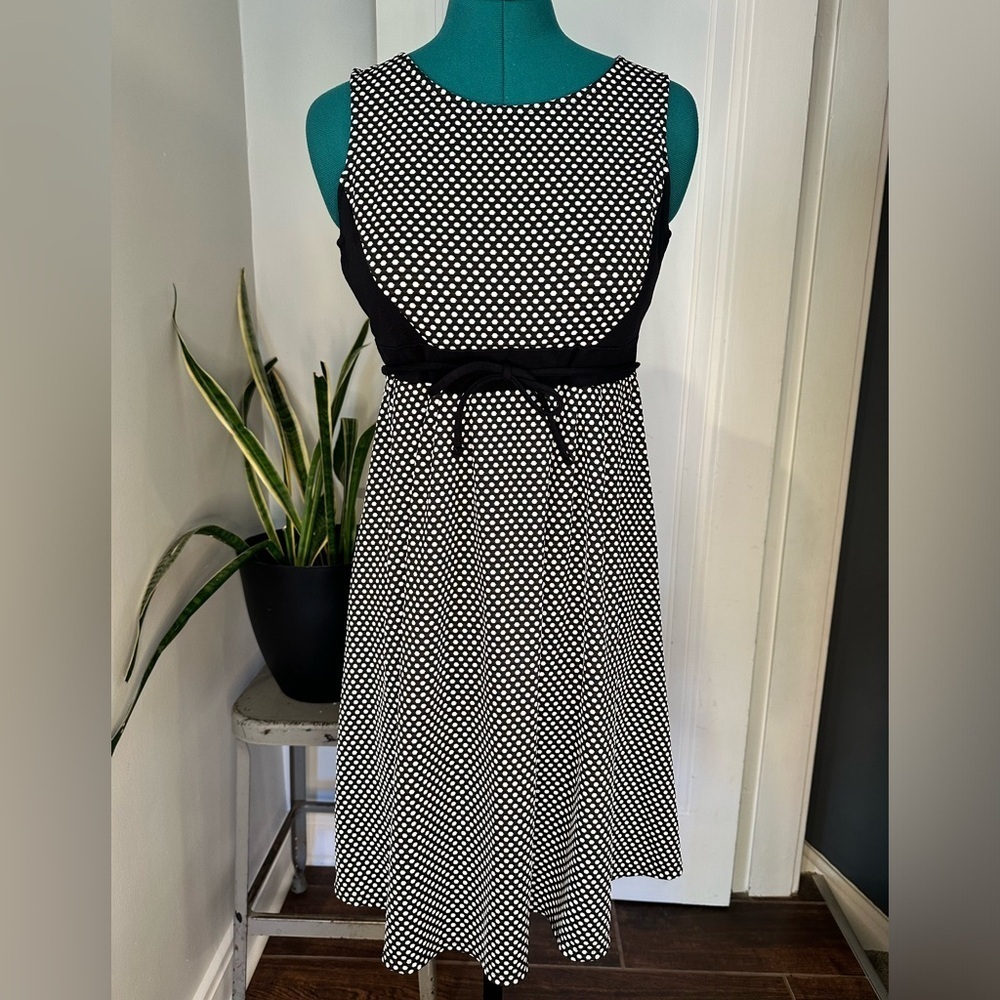 Motherhood Maternity Black White Polka Dots Sleeveless Knit Size small Dress - Picture 1 of 11
